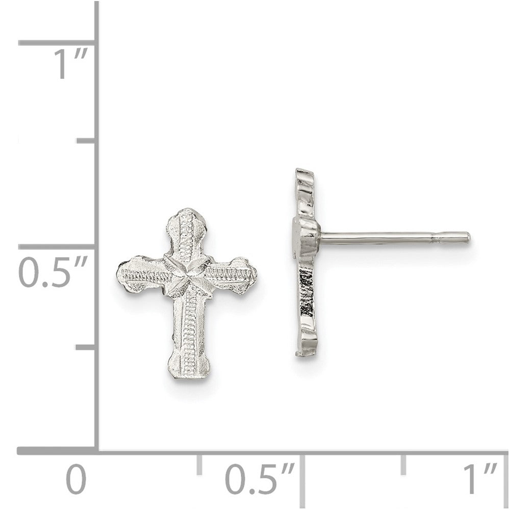 Sterling Silver Cross Mini Post Earrings