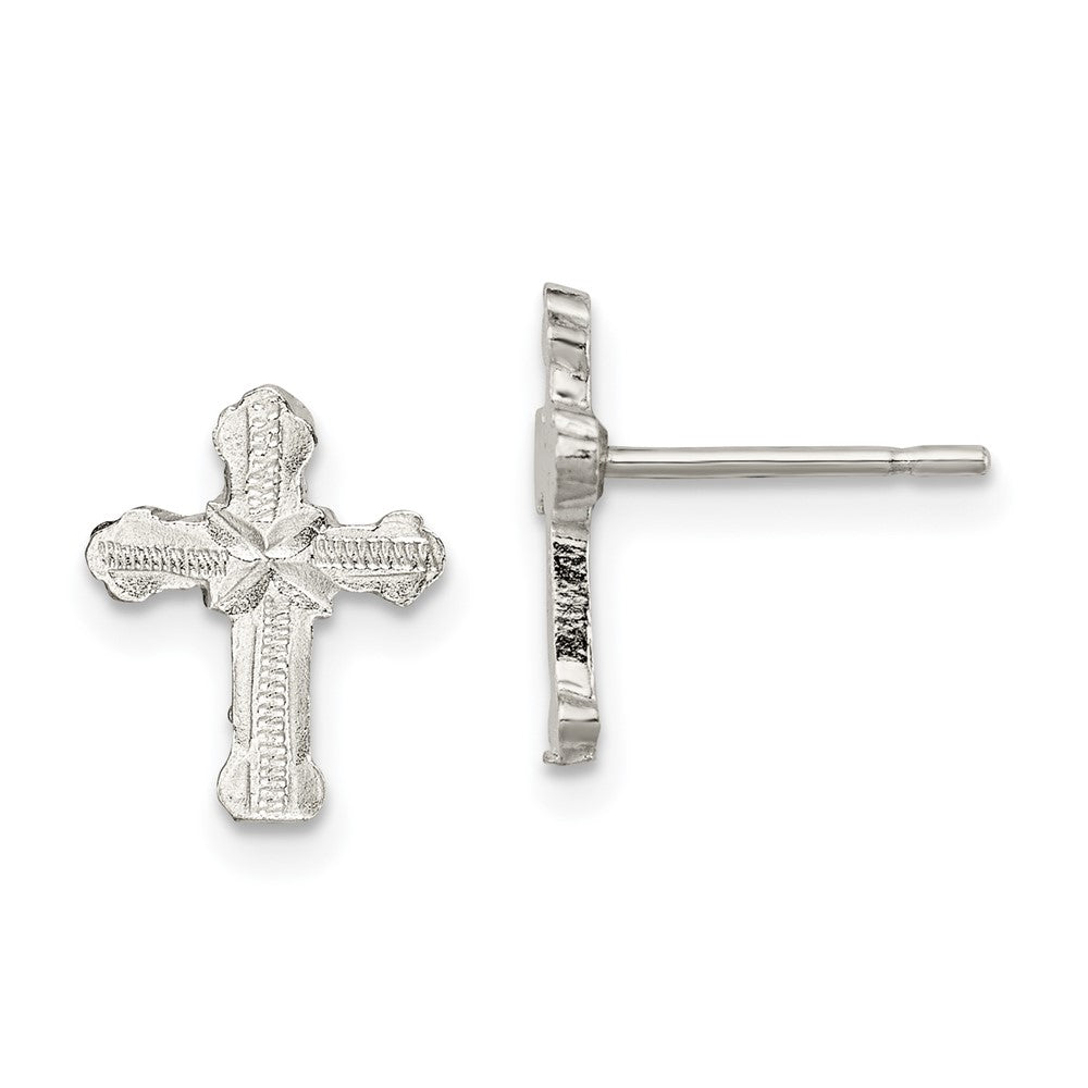 Sterling Silver Cross Mini Post Earrings