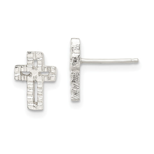 Sterling Silver Cross Mini Earrings