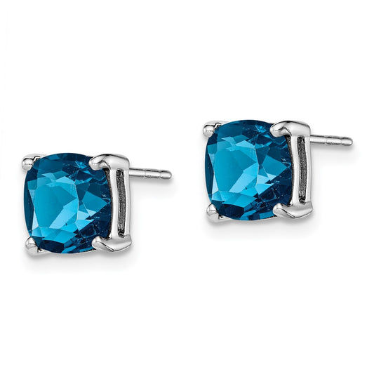 Rhodium-plated Sterling Silver London Blue Topaz Stud Earrings