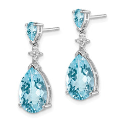 Rhodium-plated Sterling Silver Blue and White Topaz Earrings