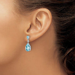 Rhodium-plated Sterling Silver Blue and White Topaz Earrings