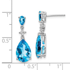 Rhodium-plated Sterling Silver Blue and White Topaz Earrings