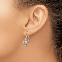 Rhodium-plated Sterling Silver Diamond Cross Dangle Earrings