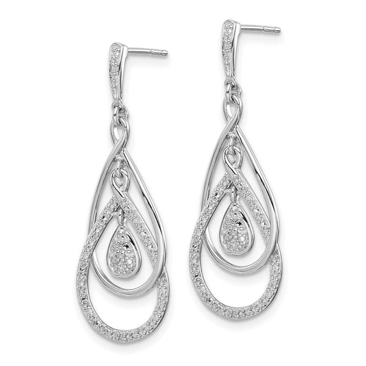 Rhodium-plated Sterling Silver Diamond Post Dangle Earrings