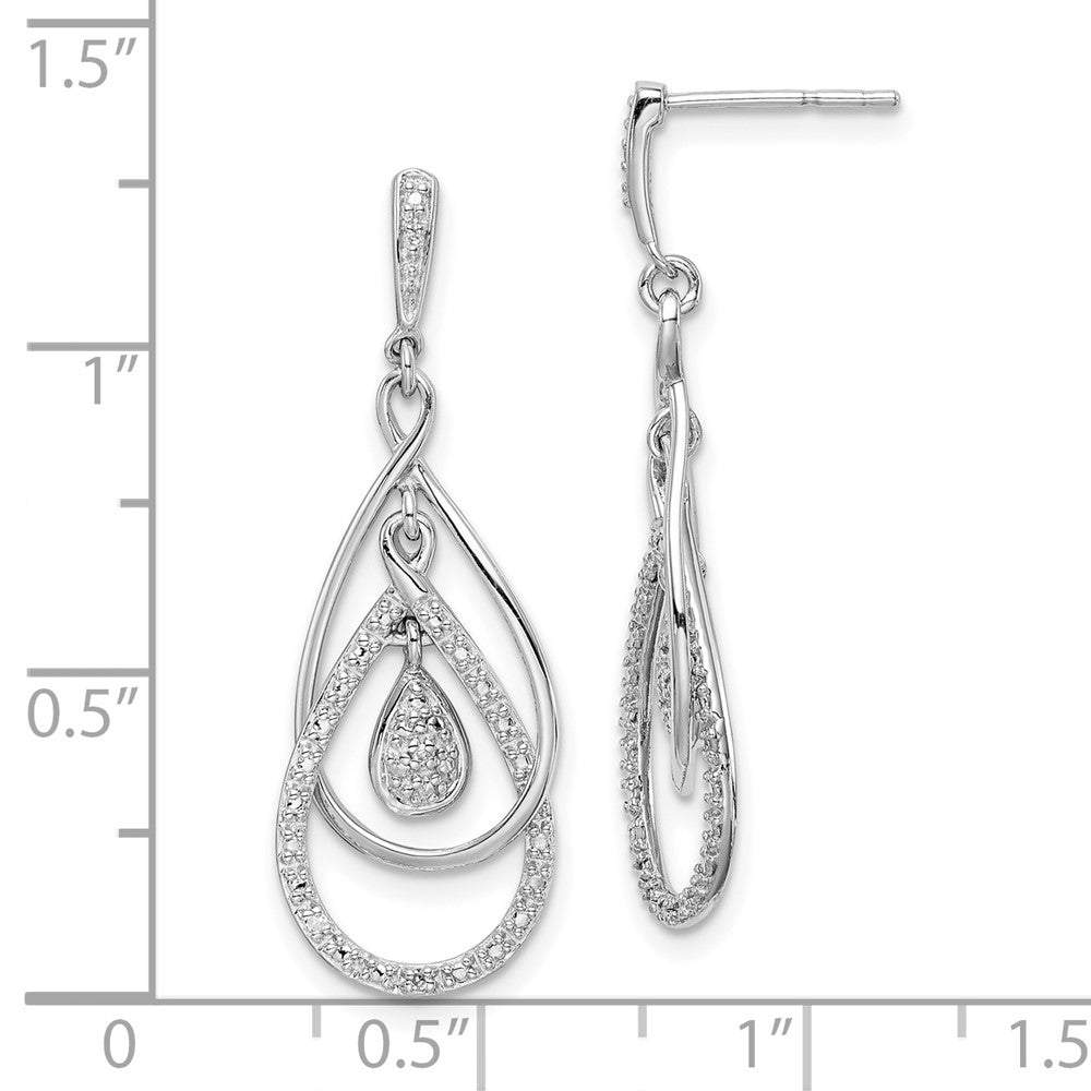 Rhodium-plated Sterling Silver Diamond Post Dangle Earrings