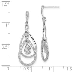 Rhodium-plated Sterling Silver Diamond Post Dangle Earrings