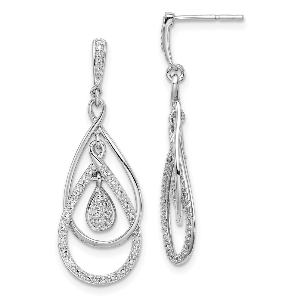 Rhodium-plated Sterling Silver Diamond Post Dangle Earrings