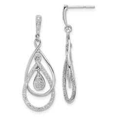 Rhodium-plated Sterling Silver Diamond Post Dangle Earrings