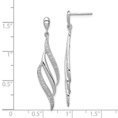 Rhodium-plated Sterling Silver Diamond Swirl Post Dangle Earrings