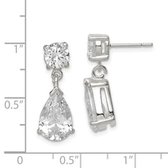Sterling Silver CZ Pear Shaped Dangle Earrings