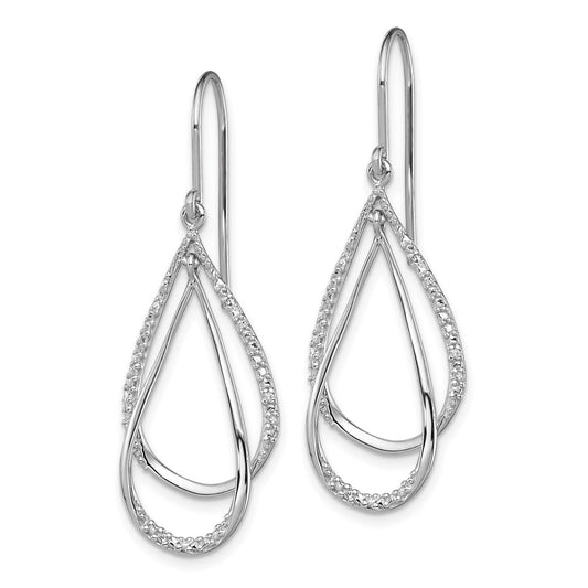 Rhodium-plated Sterling Silver Diamond Dangle Earrings