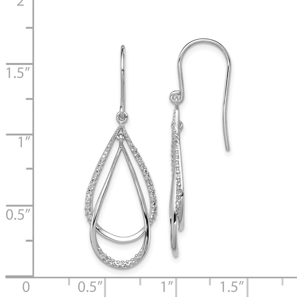 Rhodium-plated Sterling Silver Diamond Dangle Earrings