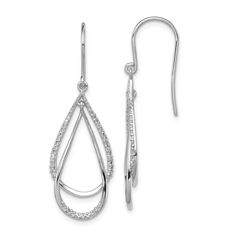 Rhodium-plated Sterling Silver Diamond Dangle Earrings