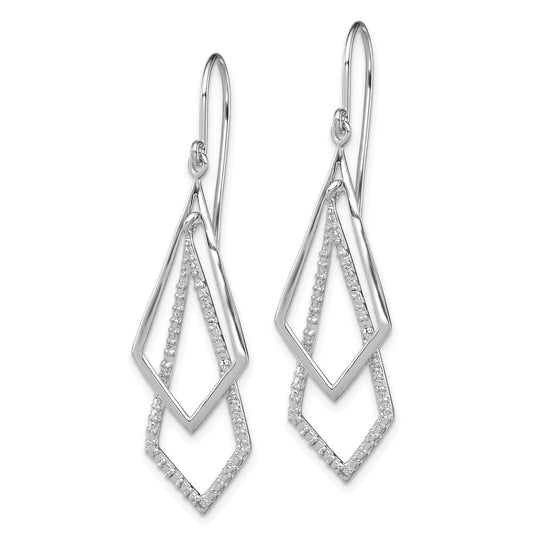 Rhodium-plated Sterling Silver Diamond Dangle Earrings