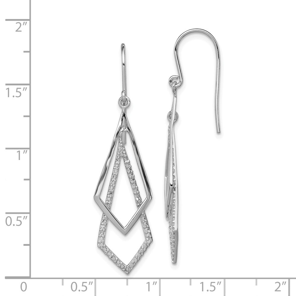 Rhodium-plated Sterling Silver Diamond Dangle Earrings