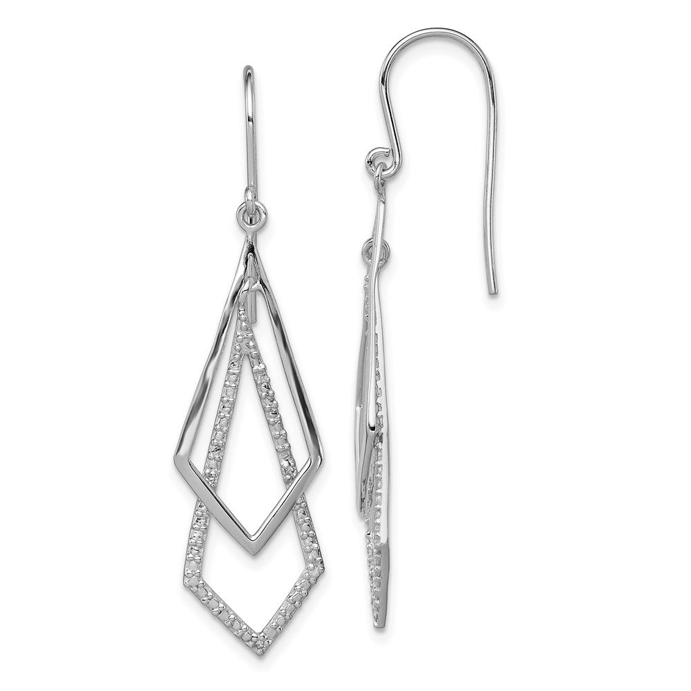 Rhodium-plated Sterling Silver Diamond Dangle Earrings