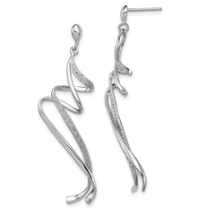 Rhodium-plated Sterling Silver Diamond Swirl Post Dangle Earrings