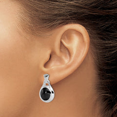 Sterling Silver Oval Onyx Earrings