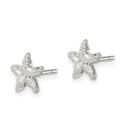 Sterling Silver Starfish Mini Earrings with Diamond-cut Center