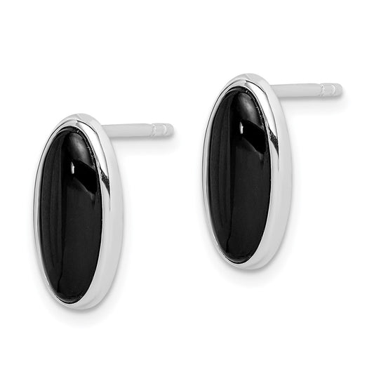 Sterling Silver Onyx Inlay Post Earrings