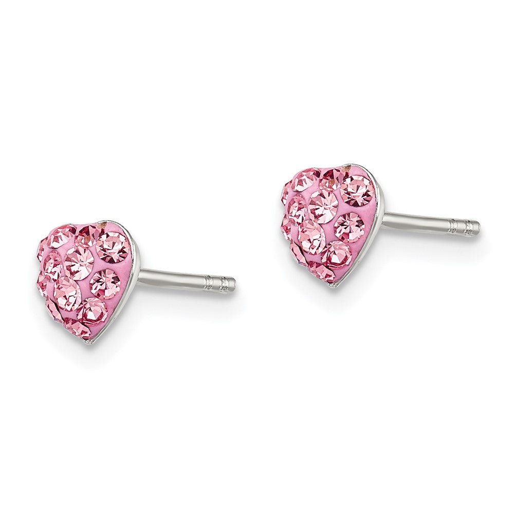 Sterling Silver Pink Preciosa Crystal Heart Post Earrings
