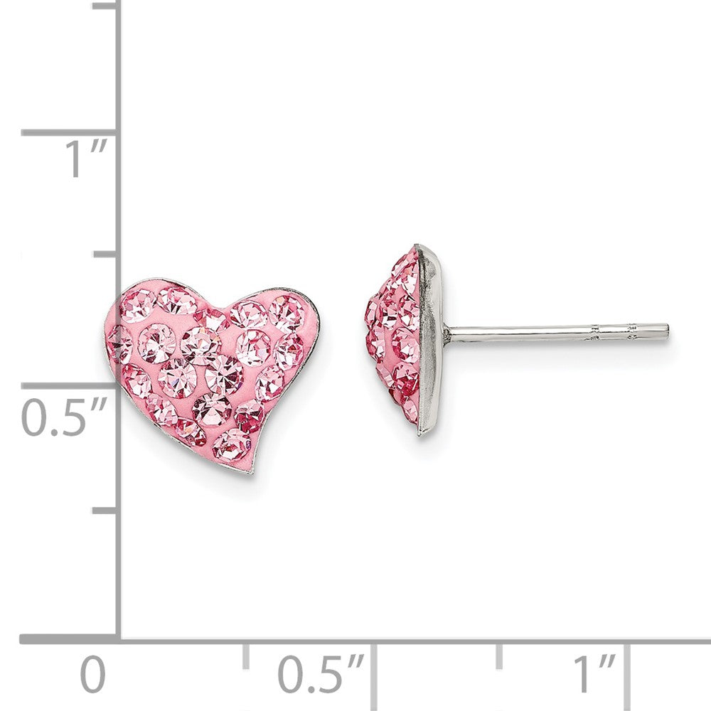 Sterling Silver Pink Preciosa Crystal Heart Post Earrings