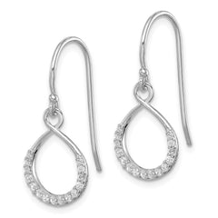 Rhodium-plated Sterling Silver CZ Infinity Shepherd Hook Earrings