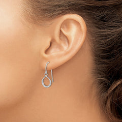 Rhodium-plated Sterling Silver CZ Infinity Shepherd Hook Earrings