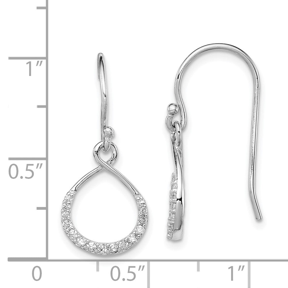 Rhodium-plated Sterling Silver CZ Infinity Shepherd Hook Earrings