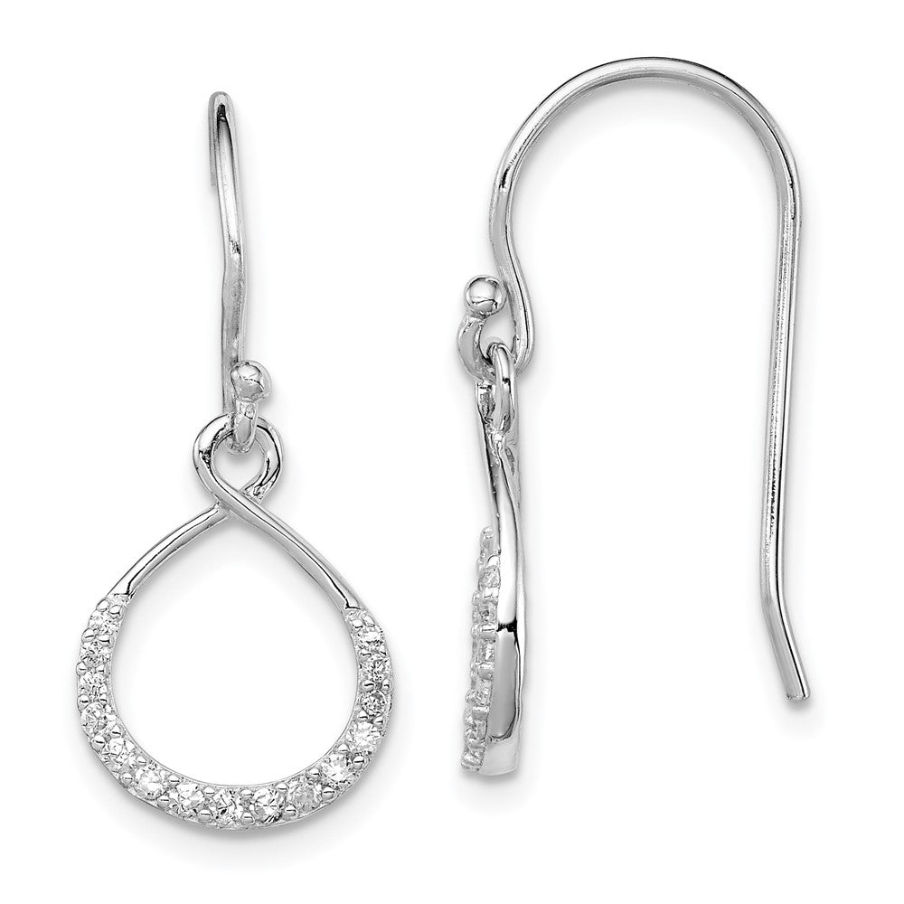 Rhodium-plated Sterling Silver CZ Infinity Shepherd Hook Earrings