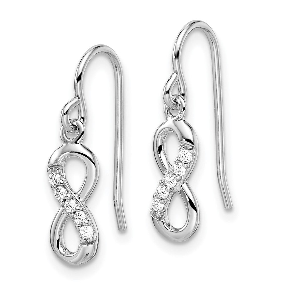 Rhodium-plated Sterling Silver CZ Infinity Shepherd Hook Earrings