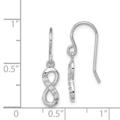 Rhodium-plated Sterling Silver CZ Infinity Shepherd Hook Earrings