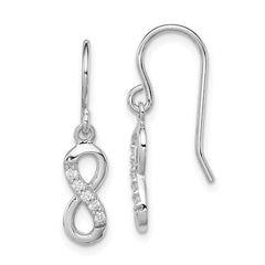 Rhodium-plated Sterling Silver CZ Infinity Shepherd Hook Earrings