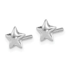 Rhodium-plated Sterling Silver Child's Polished Star Post Earrings