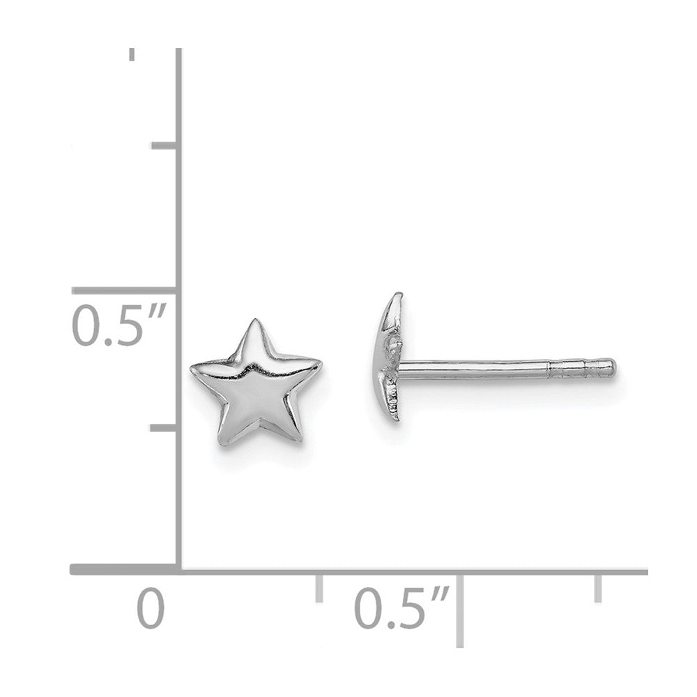 Rhodium-plated Sterling Silver Child's Polished Star Post Earrings