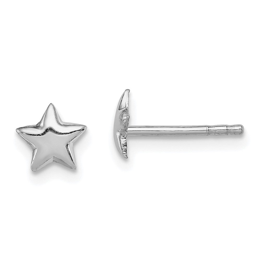 Rhodium-plated Sterling Silver Child's Polished Star Post Earrings