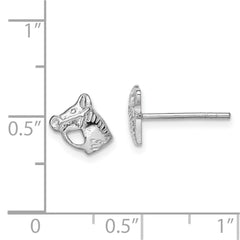 Rhodium-plated Sterling Silver Child's Polished Horse Head Post Earrings