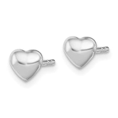 Rhodium-plated Sterling Silver Child's Polished Heart Post Earrings