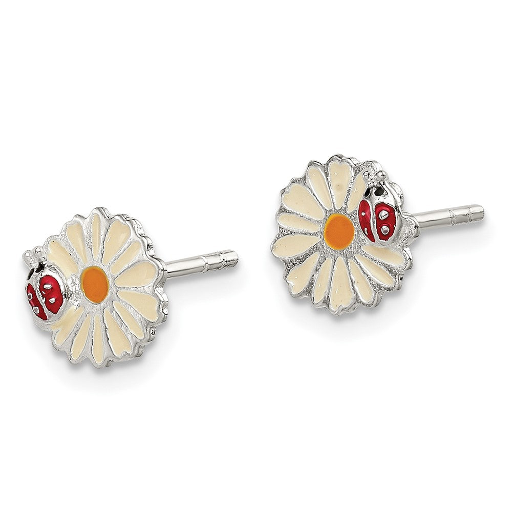 Sterling Silver Enamel Flower Kid's Post Earrings