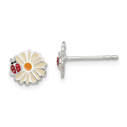 Sterling Silver Enamel Flower Kid's Post Earrings