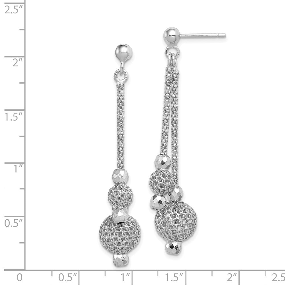 Rhodium-plated Sterling Silver Beaded Post Dangle Earrings