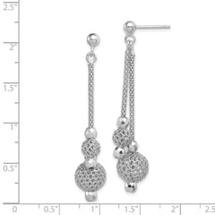 Rhodium-plated Sterling Silver Beaded Post Dangle Earrings