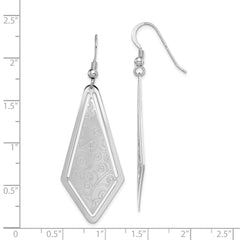 Rhodium-plated Sterling Silver Polished Etched Dangle Earrings