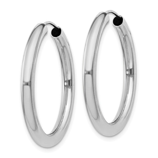 Rhodium-plated Sterling Silver 3x30mm Endless Tube Hoop Earrings