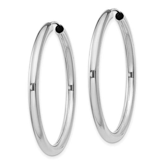 Rhodium-plated Sterling Silver 3x40mm Endless Tube Hoop Earrings