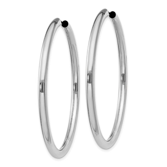 Rhodium-plated Sterling Silver 3x50mm Endless Tube Hoop Earrings