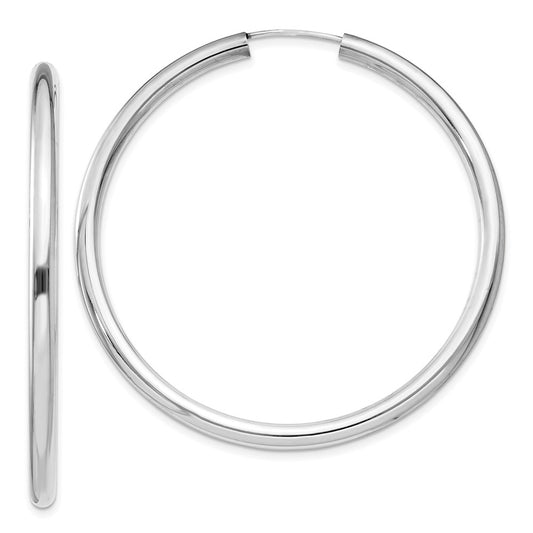 Rhodium-plated Sterling Silver 3x50mm Endless Tube Hoop Earrings