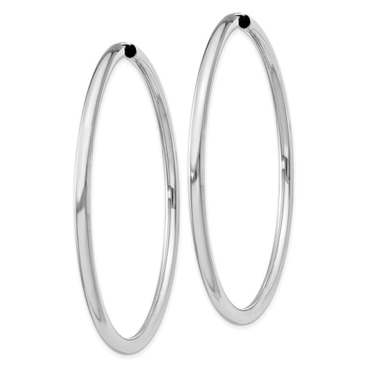 Rhodium-plated Sterling Silver 3x60mm Endless Tube Hoop Earrings