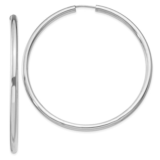 Rhodium-plated Sterling Silver 3x60mm Endless Tube Hoop Earrings